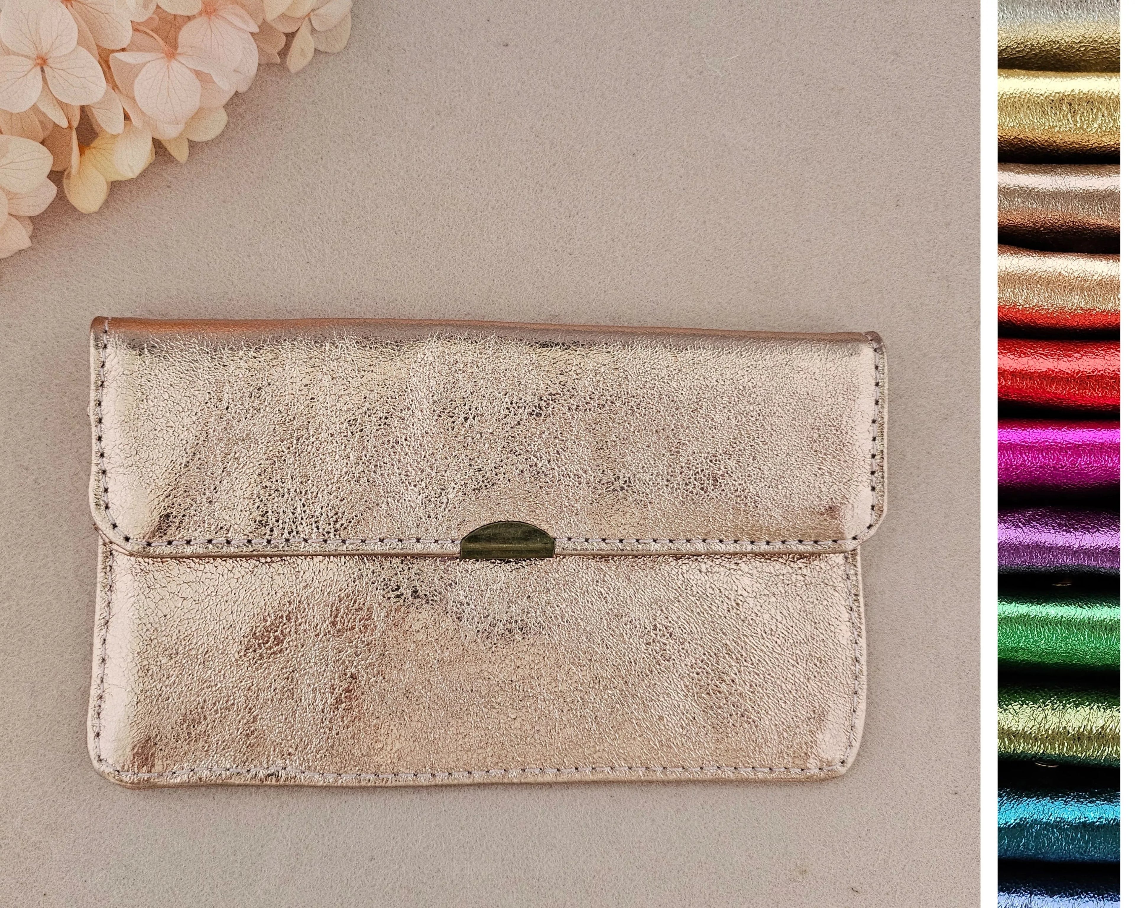 Portefeuille en cuir pailleté