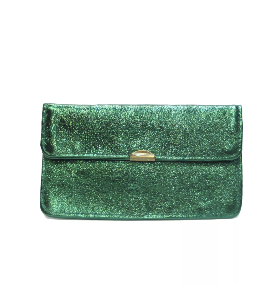 Portefeuille en cuir pailleté