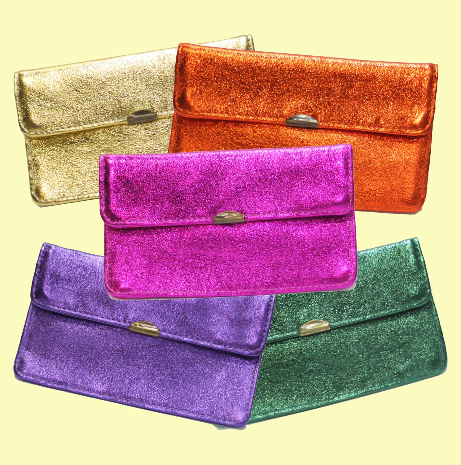 Portefeuille en cuir pailleté