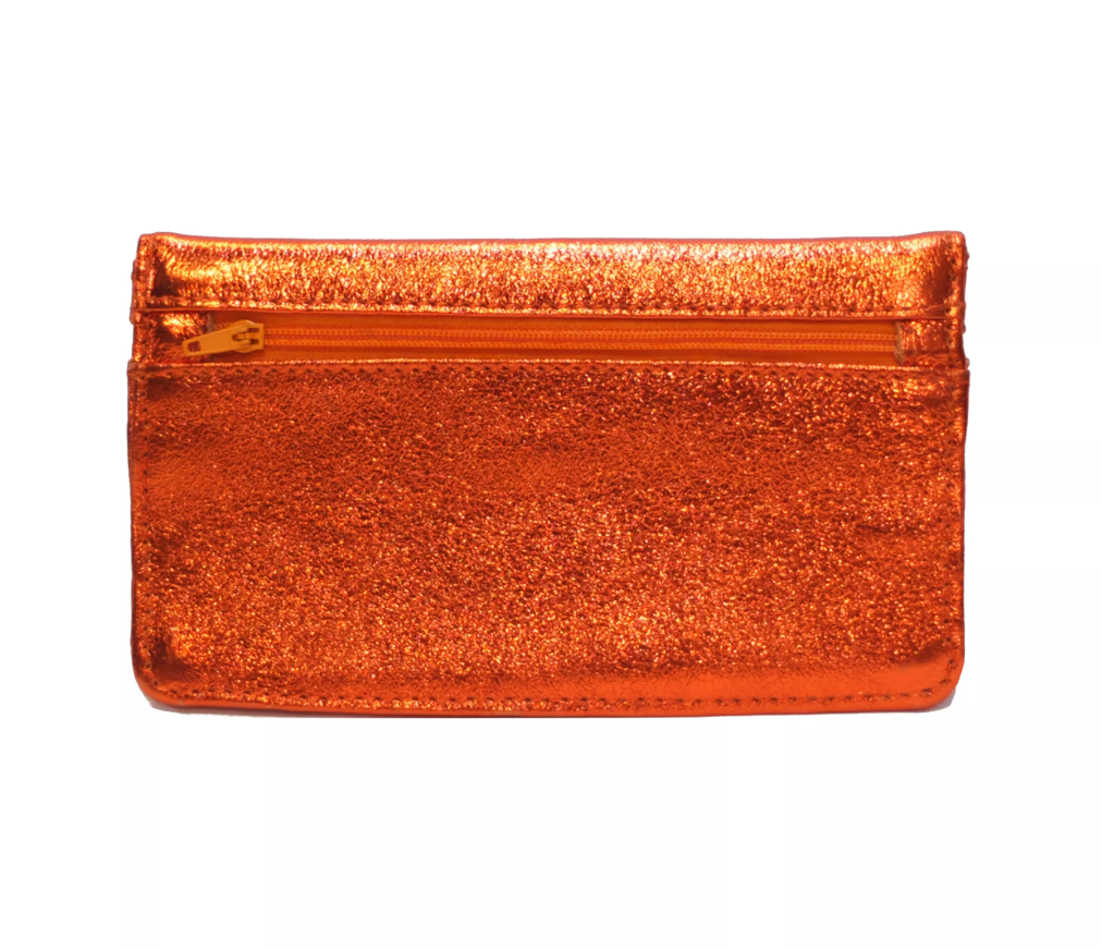 Portefeuille en cuir pailleté