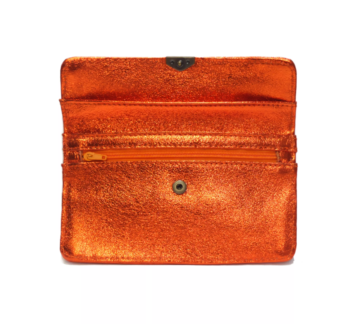 Portefeuille en cuir pailleté
