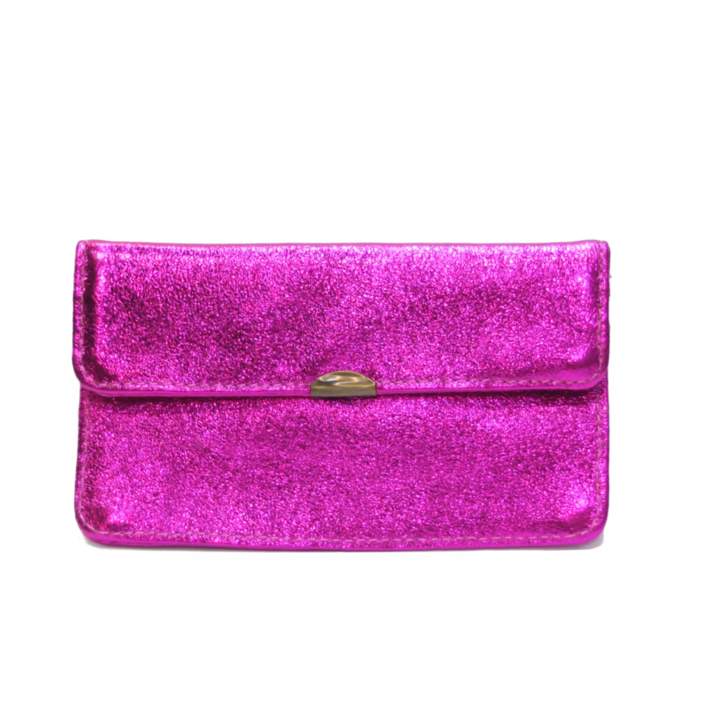 Portefeuille en cuir pailleté