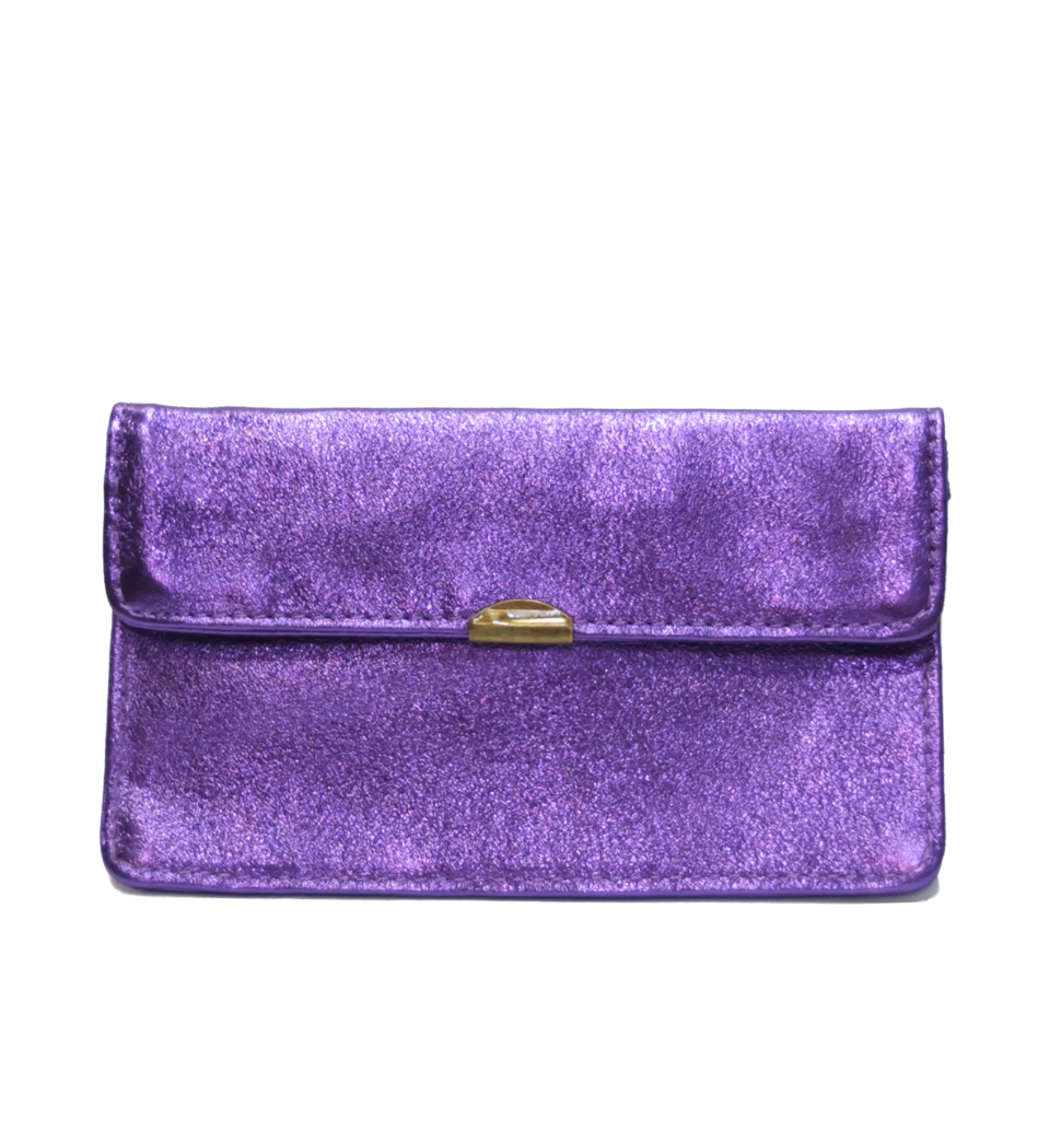 Portefeuille en cuir pailleté